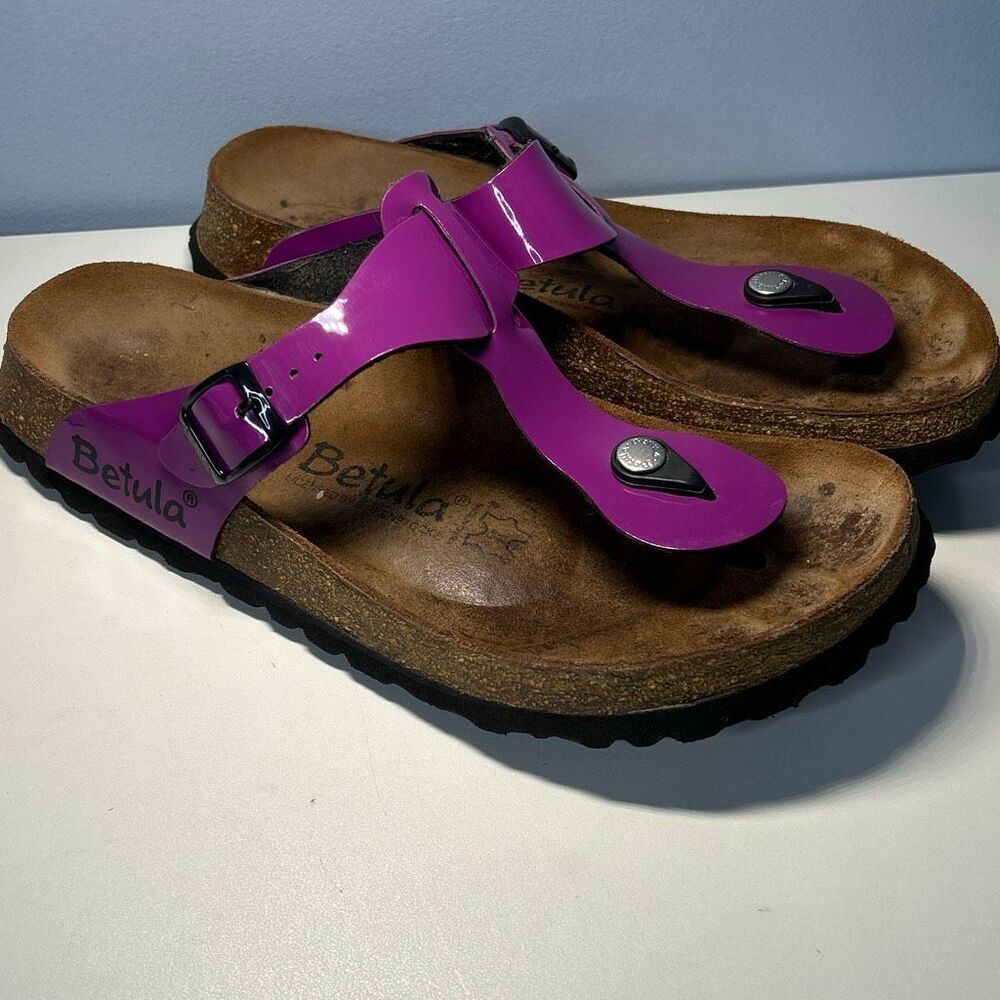 Birkenstock Betula Gizeh Burke-flor Lacquer Magenta size 9 or EU 40